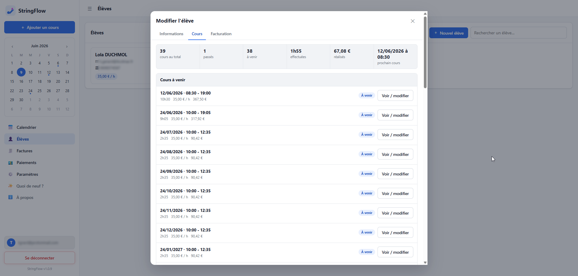 Gestion des élèves StringFlow